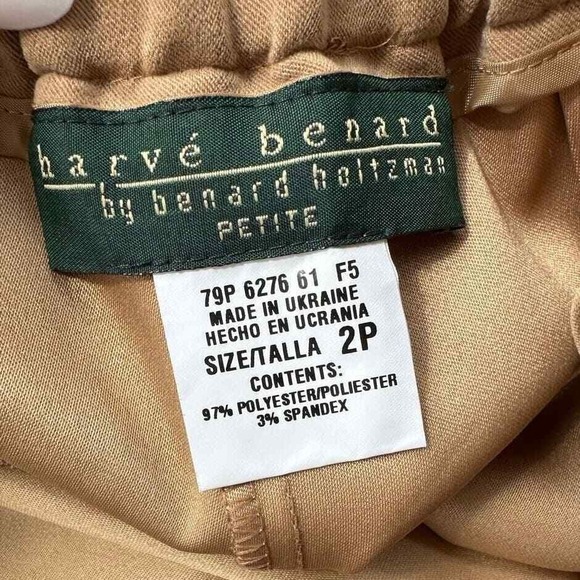 Harve Benard Dress Slack Trousers Women 2 Petite Tan Ankle Brushed Office Career - Picture 4 of 6
